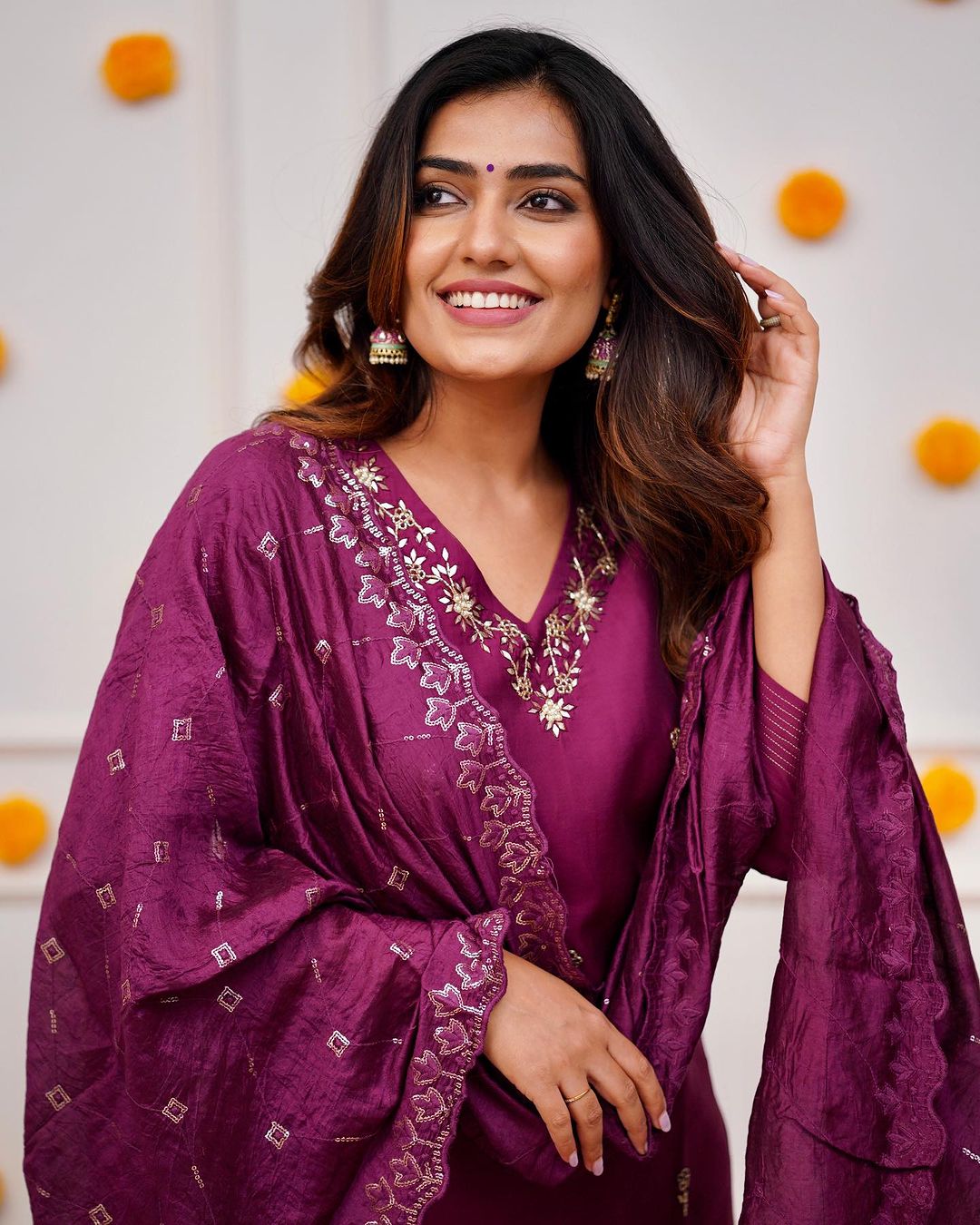 Embroidered Straight Kurti with Pants & Dupatta